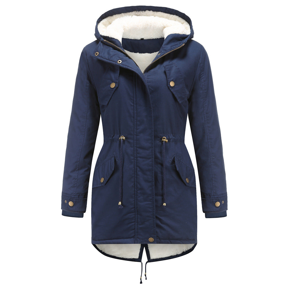 Insulated Fleece-Lined Winter Parka Jacket Navy blue
