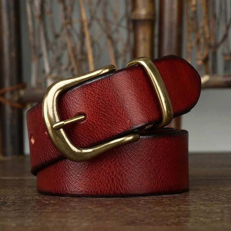 Premium Leather Belt for Men Crimson Red