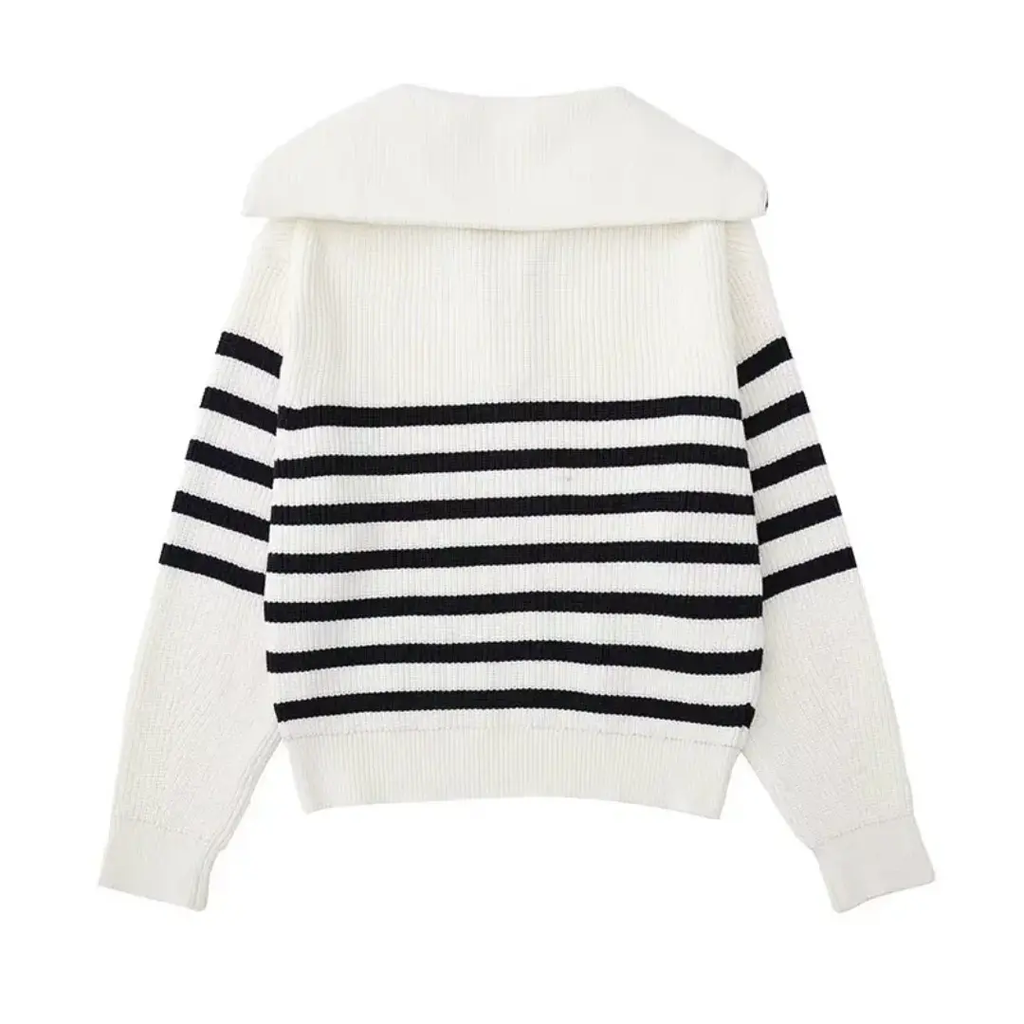 Striped Nordic Zip-Up Sweater