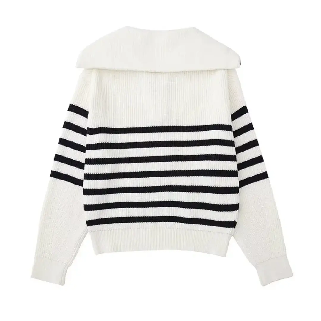 Striped Nordic Zip-Up Sweater