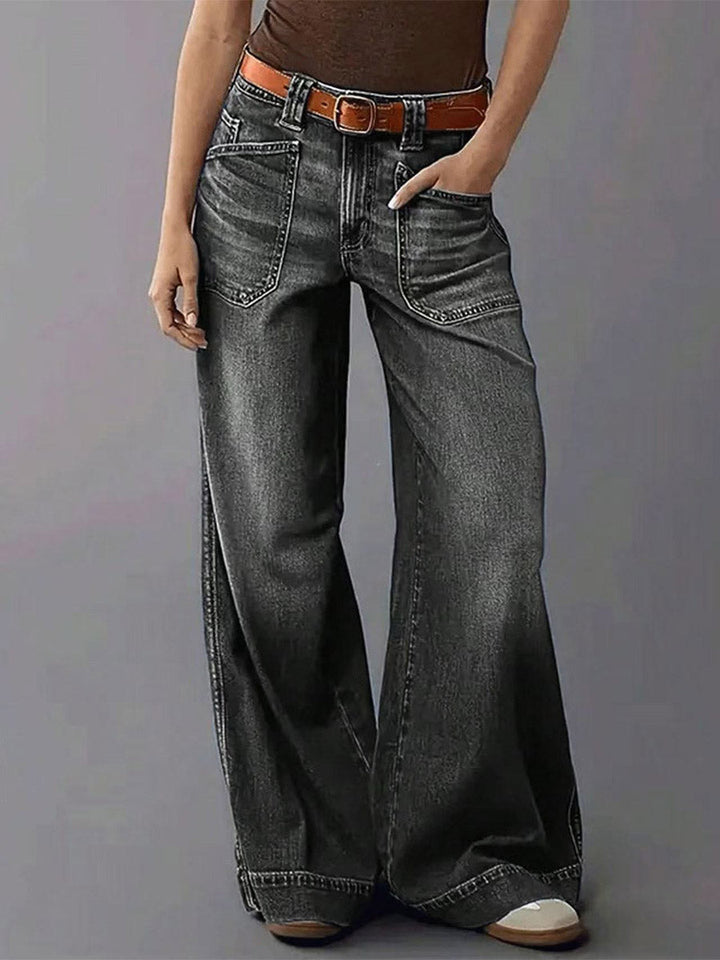 Damen Jeanshose mit weitem Bein und lockerem Schnitt