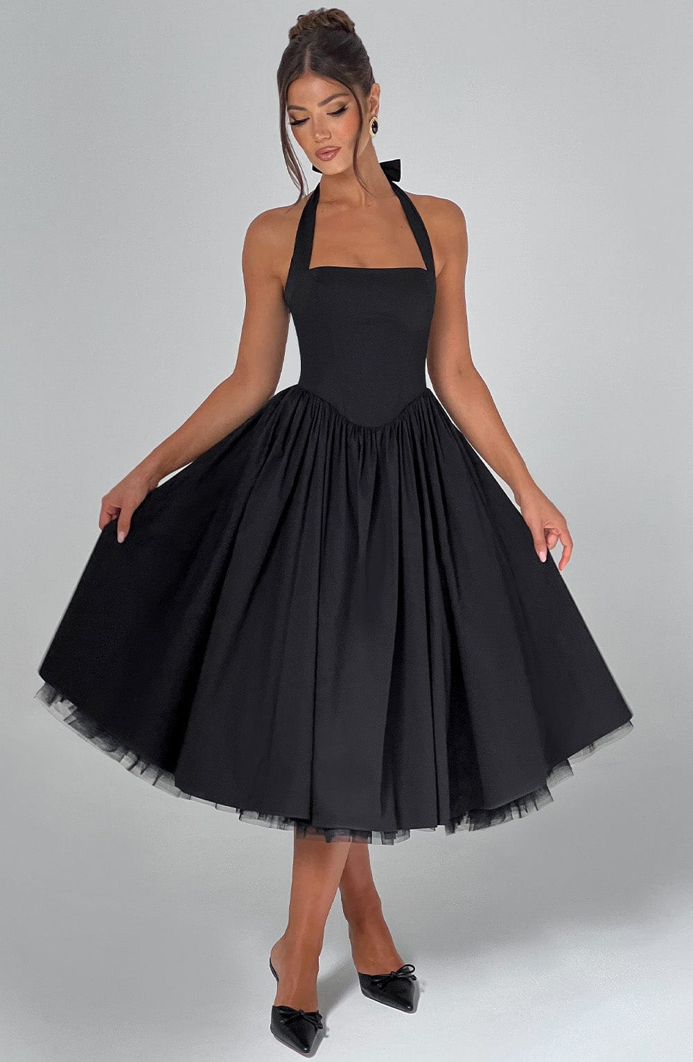 Ariana | Women's Halter Midi Dress for Wedding Guests