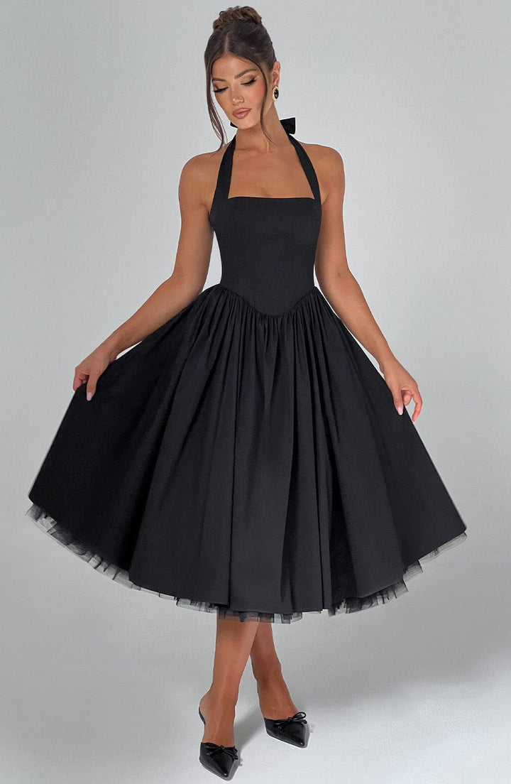 Ariana | Women's Halter Midi Dress for Wedding Guests