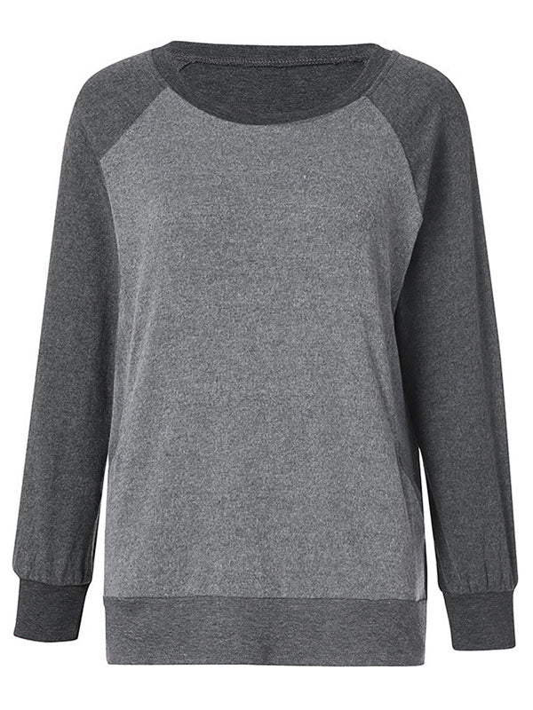 T-shirt à manches longues pour femme avec blocs de couleur et poches