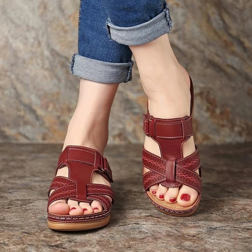 Women's Orthopedic Leather Sandals with Arch Support and Comfort-MODAUTLET