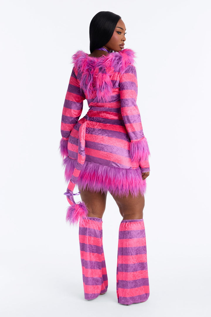Halloween's Fuzzy Pink Kitty Costume with Hood, Gloves, and Leg Warmers