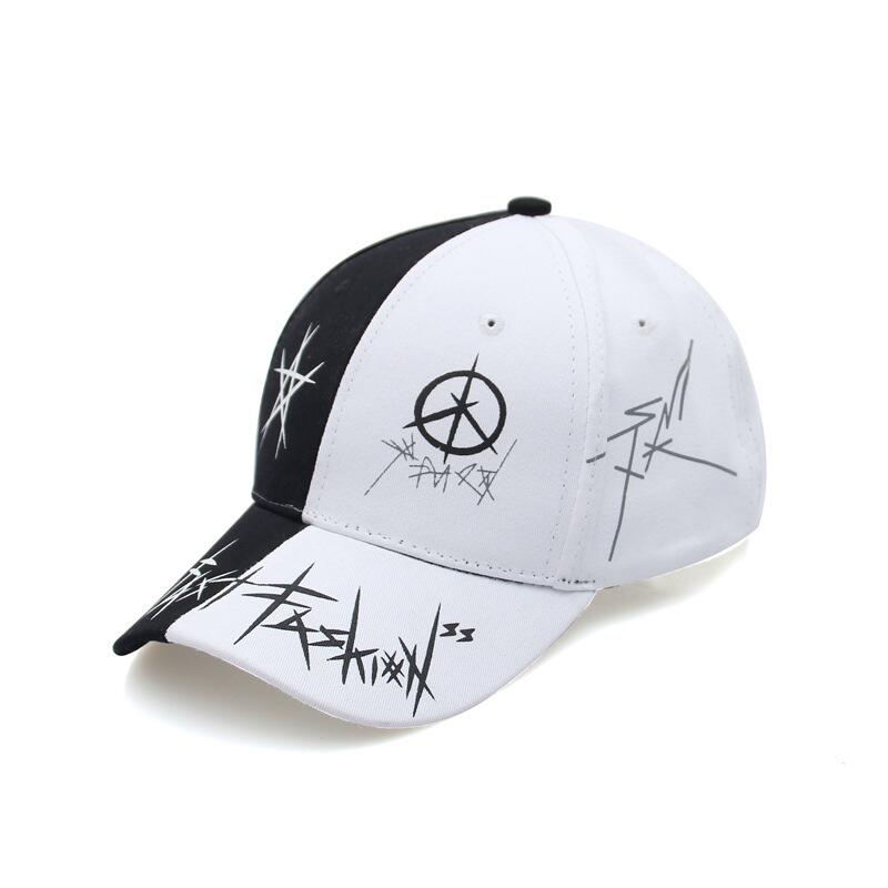 Individuelle Schwarz-Weiß Graffiti Snapback Baseballkappe im Hip-Hop-Stil