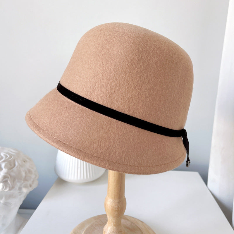 Sombreros elegantes de fieltro de lana con lazo sofisticado para mujer