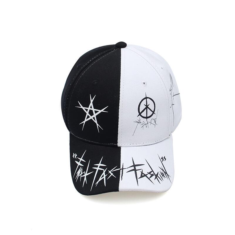 Individuelle Schwarz-Weiß Graffiti Snapback Baseballkappe im Hip-Hop-Stil