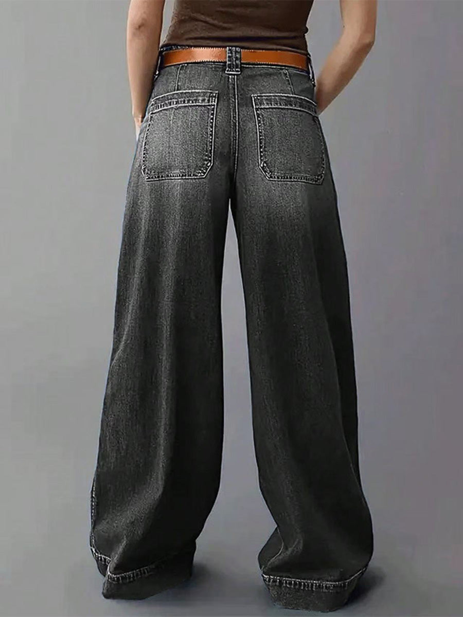 Damen Jeanshose mit weitem Bein und lockerem Schnitt