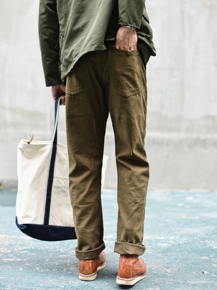 Men's Straight Casual Pants Inspired by Military Fatigue Style