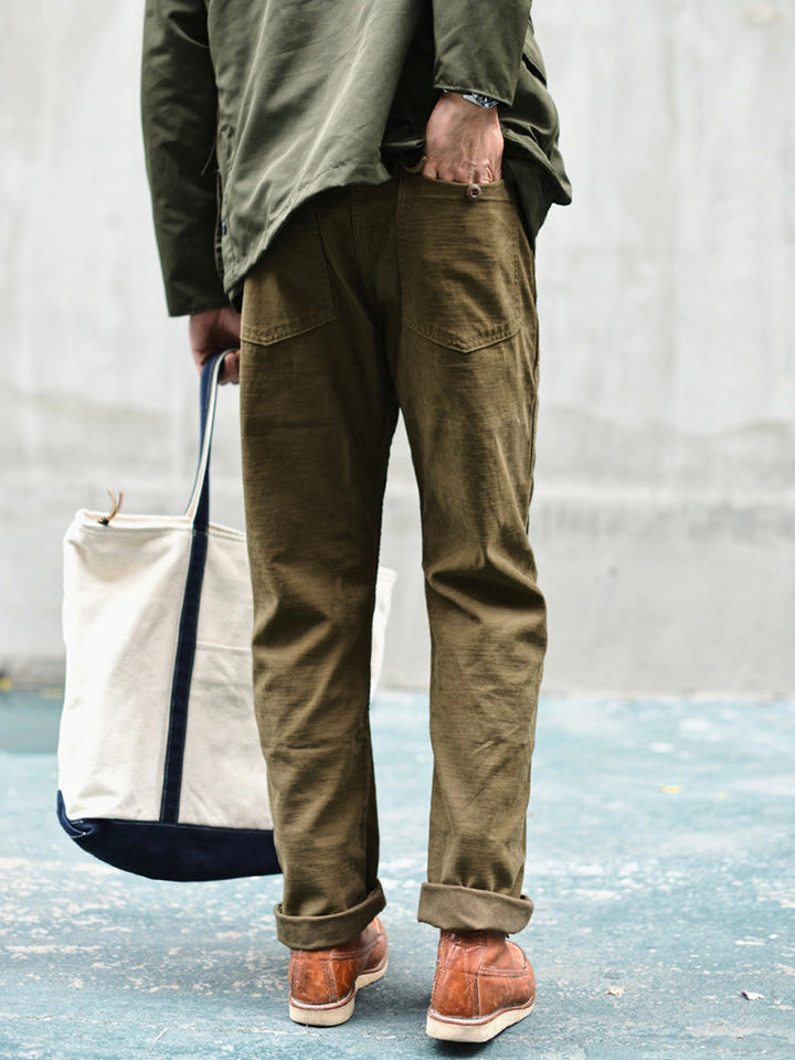 Men's Straight Casual Pants Inspired by Military Fatigue Style