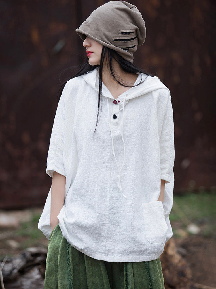 Damen Oversize Hoodie aus Baumwolle und Leinen für den Alltag