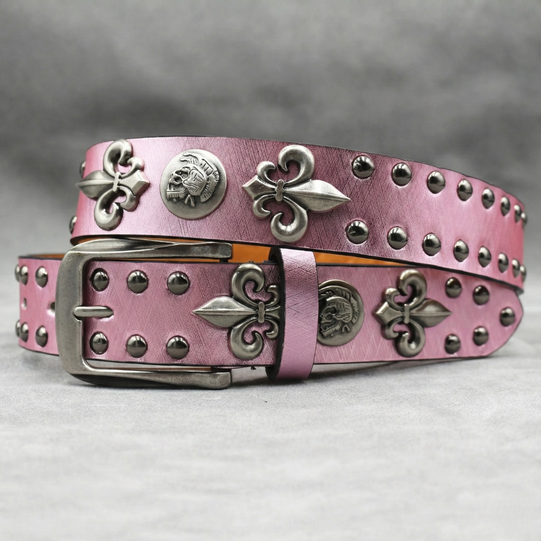 Studded Fashion Belt for Stylish Looks Pink