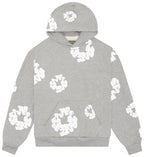 Printed Denim-Style Hoodie – Unisex Streetwear Sweatshirt Gray