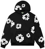 Printed Denim-Style Hoodie – Unisex Streetwear Sweatshirt Black