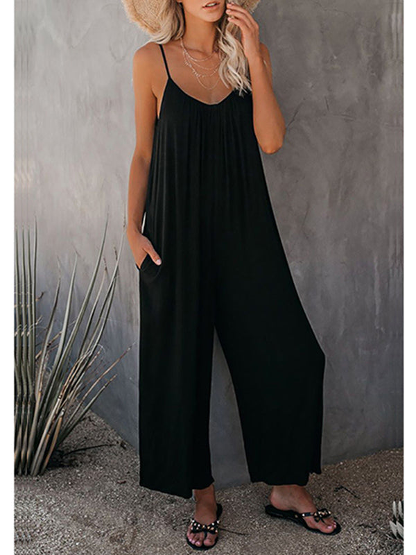 Women's Spaghetti Strap Wide Leg Fashion Jumpsuit