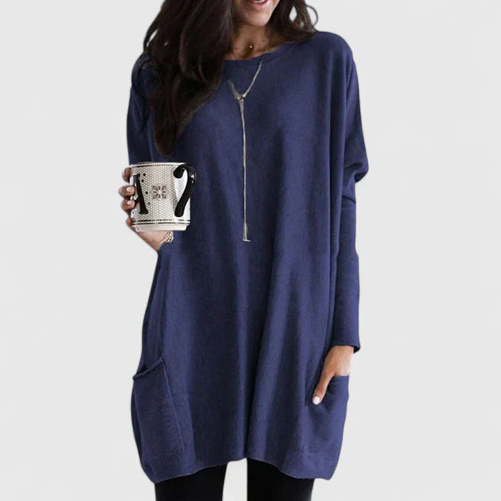 Women's Comfortable Oversized Top Navy Blue