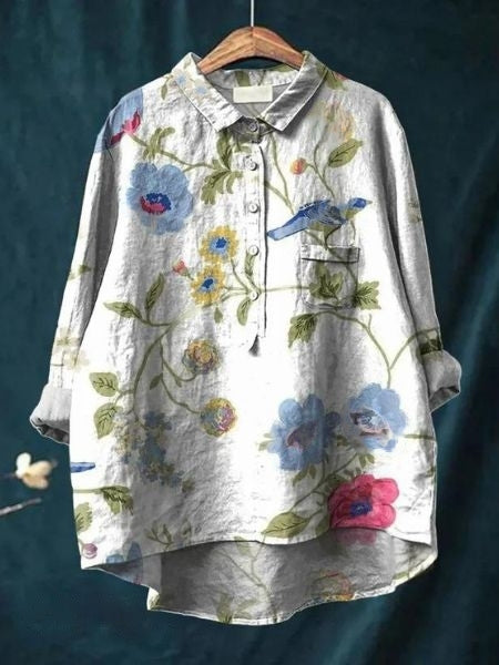 Women's Floral Vintage French Blouse-MODAUTLET