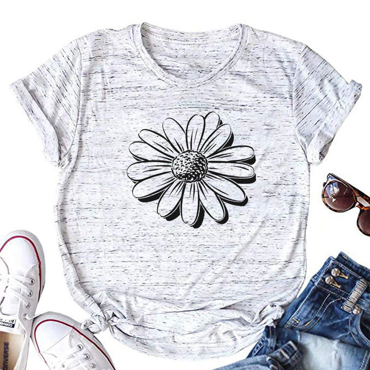 Damen T-Shirt mit Sonnenblumenblüten-Grafikdruck