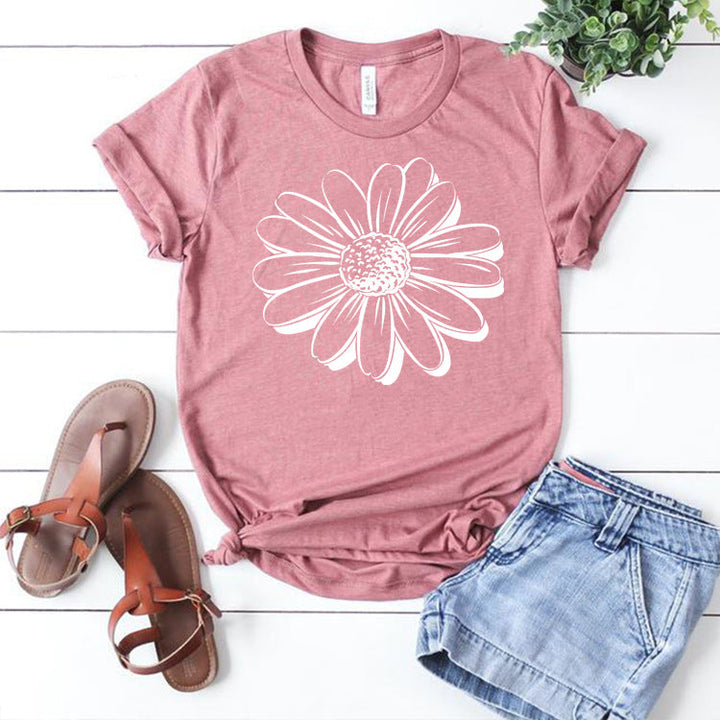 Damen T-Shirt mit Sonnenblumenblüten-Grafikdruck