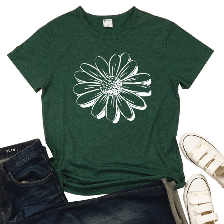 Damen T-Shirt mit Sonnenblumenblüten-Grafikdruck