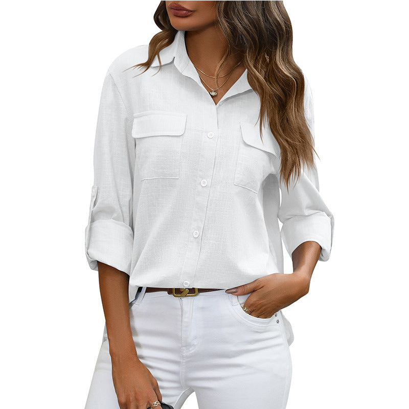 Women's Everyday Comfort Pocket Blouse White