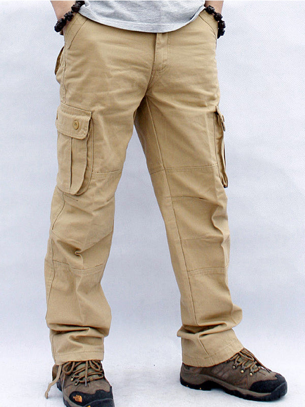 Men's Casual Straight Cargo Pants with 6 Pockets