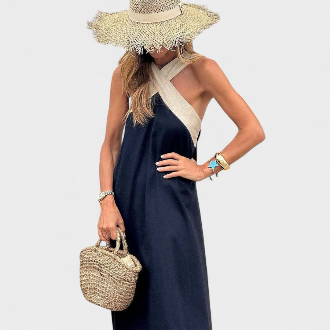 Robe longue élégante pour femme à col croisé