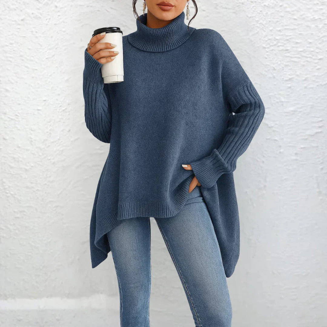 Womens Loose Fit Turtleneck Sweater-MODAUTLET