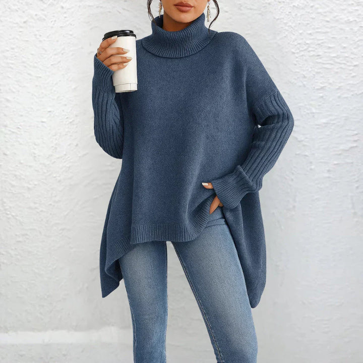 Womens Loose Fit Turtleneck Sweater-MODAUTLET