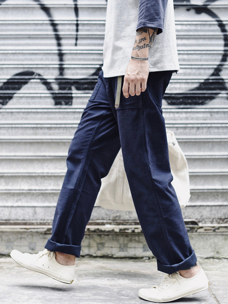 Men's Straight Casual Pants Inspired by Military Fatigue Style