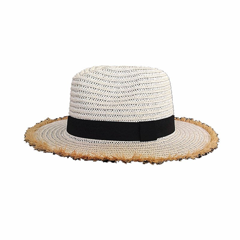 Naturlige brede raffia stråhatter for kvinner
