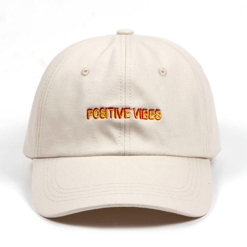 Positive Vibes Cotton Embroidered Baseball Cap for Men and Women