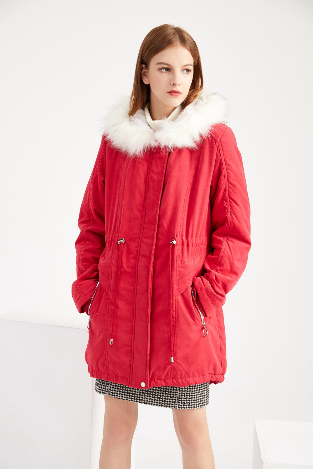Women's Hooded Winter Jacket Bordeaux red