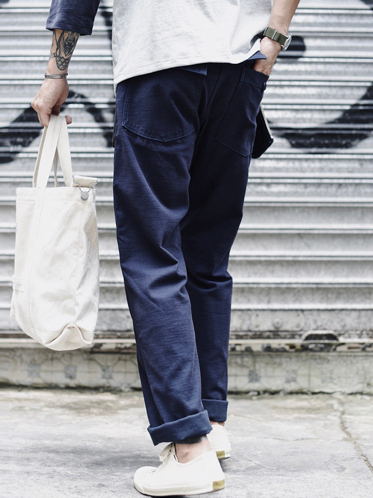Men's Straight Casual Pants Inspired by Military Fatigue Style