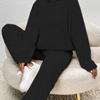 Women's Spring Cozy Hooded Lounge Set Black