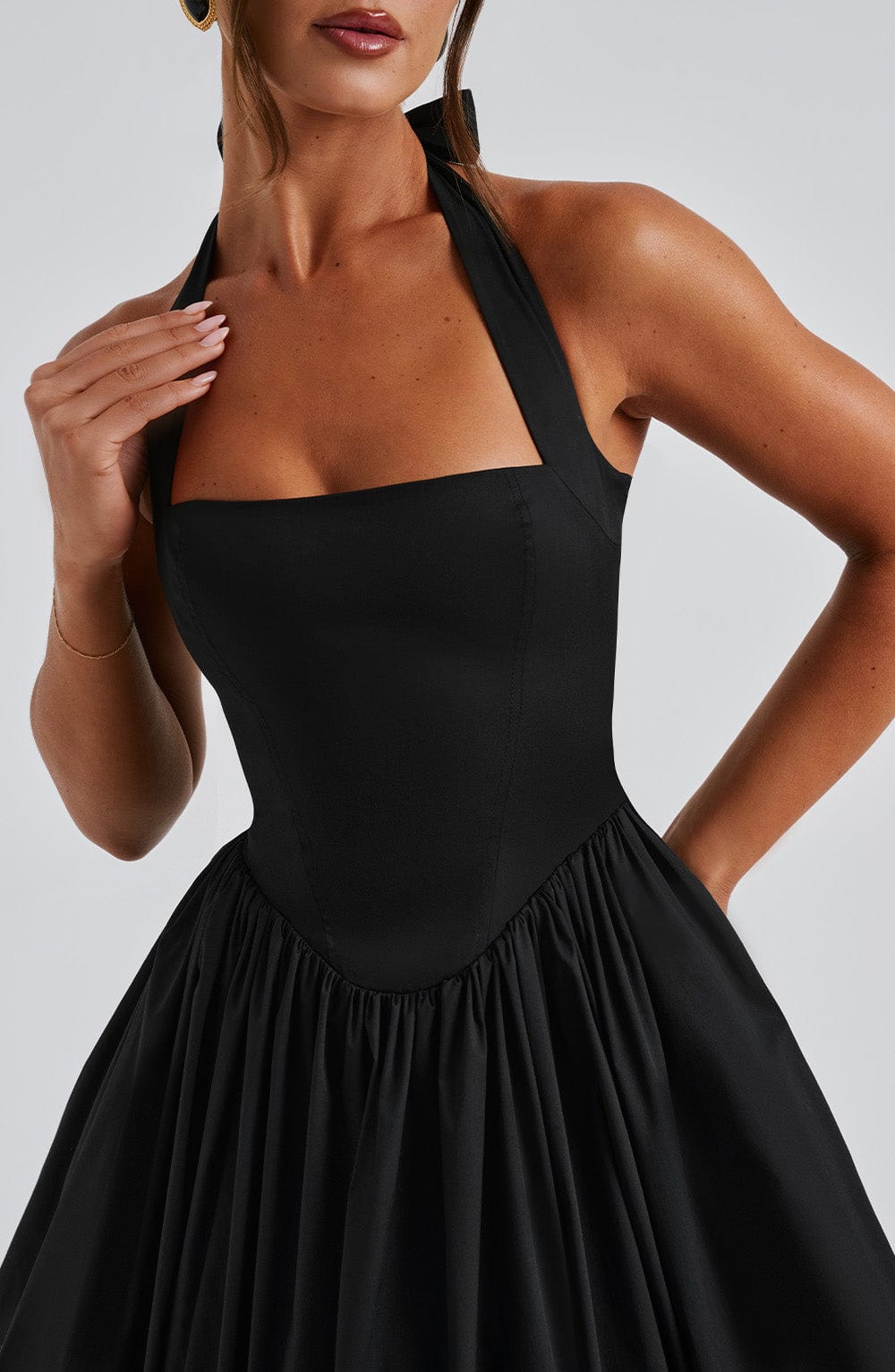 Ariana | Women's Halter Midi Dress for Wedding Guests