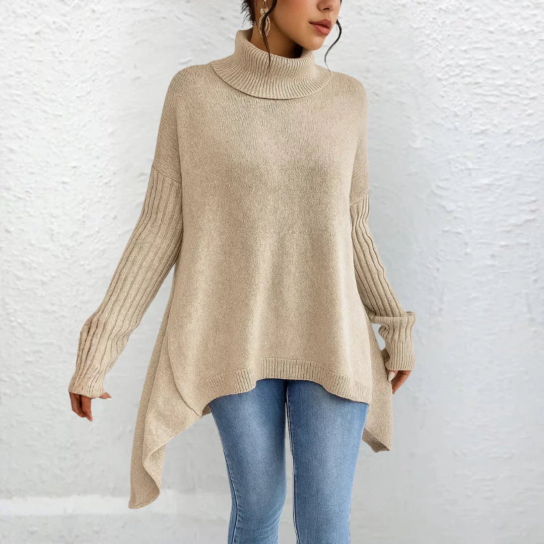 Womens Loose Fit Turtleneck Sweater-MODAUTLET