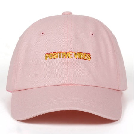 Positive Vibes Cotton Embroidered Baseball Cap for Men and Women
