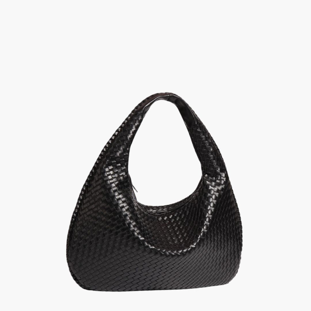 Chic Vegan Leather Hobo Bag Black