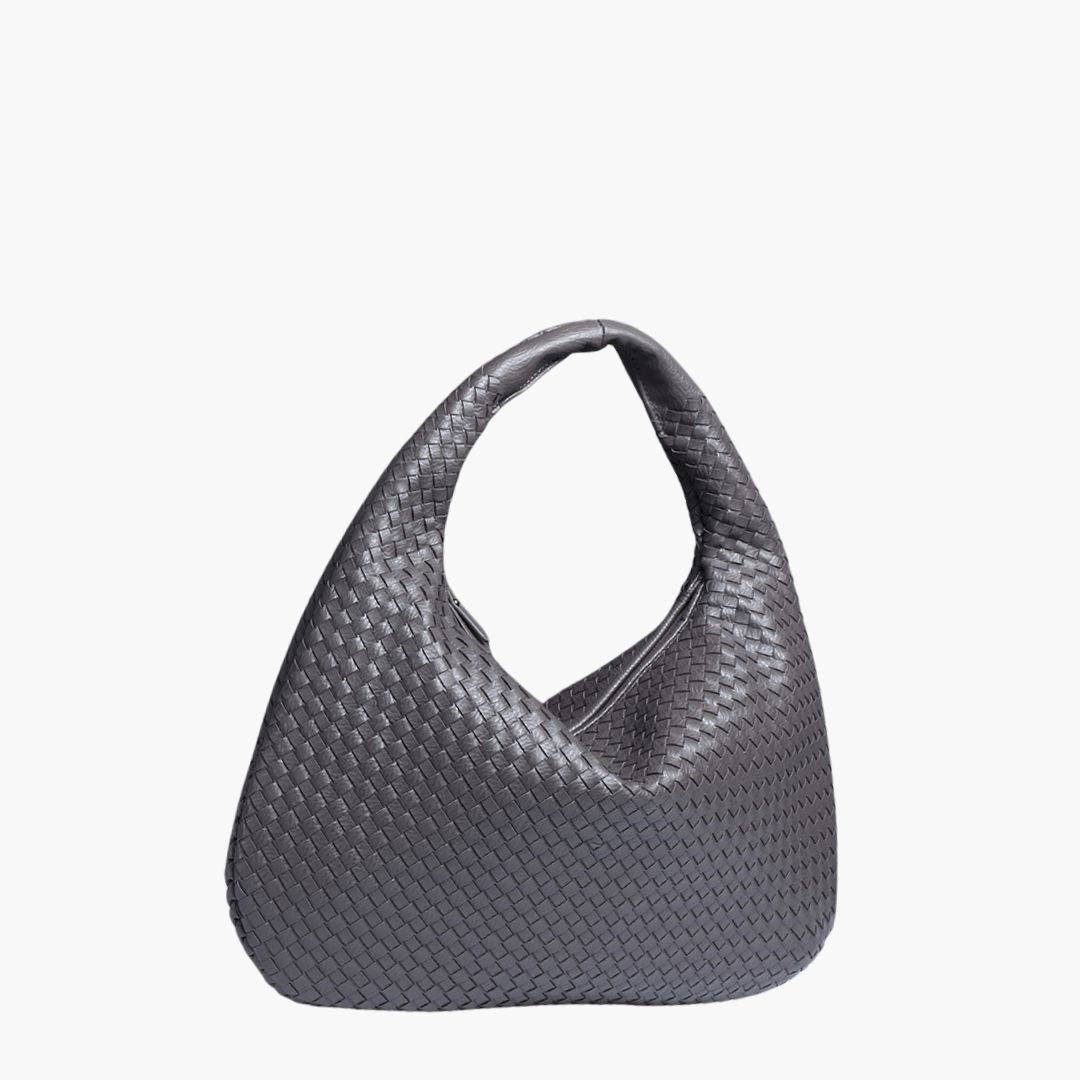 Chic Vegan Leather Hobo Bag Gray