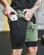 Pocket Compression Shorts With Pockets For Running Green Black