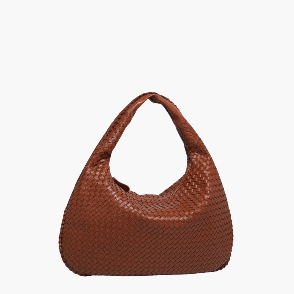 Chic Vegan Leather Hobo Bag Camel brown