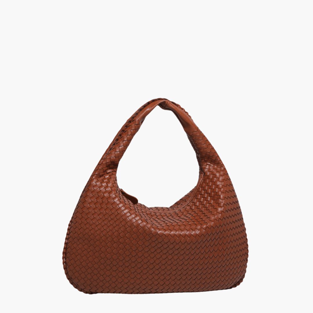 Chic Vegan Leather Hobo Bag Camel brown