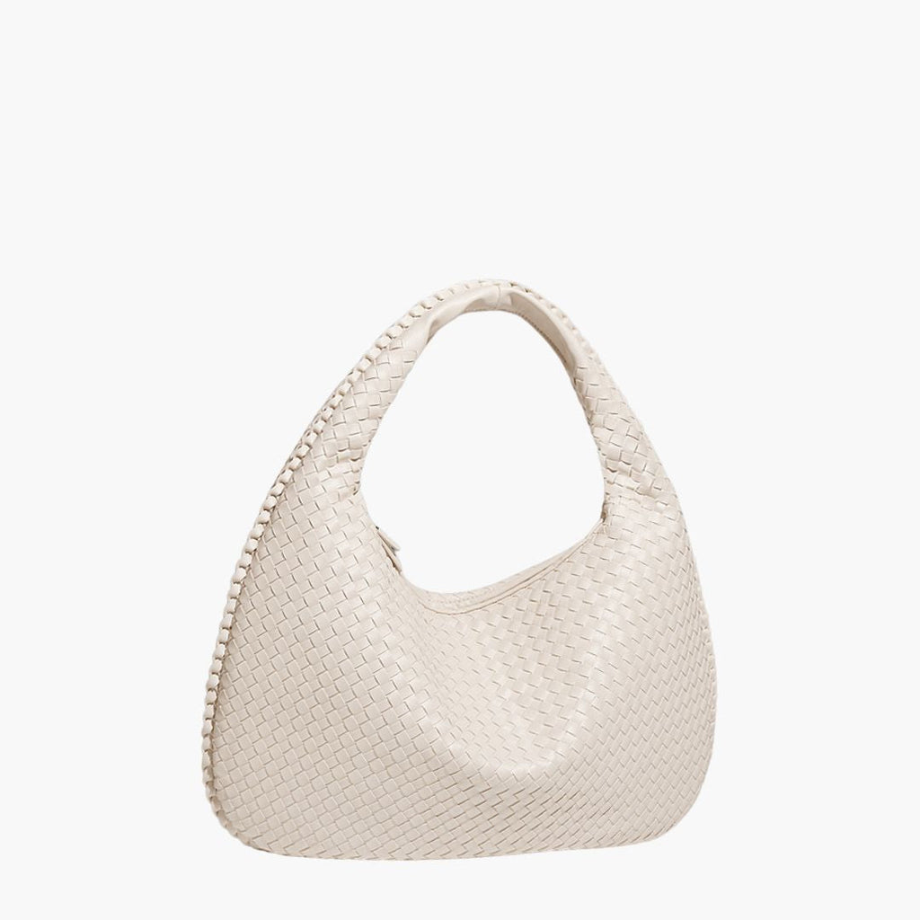 Chic Vegan Leather Hobo Bag Cream white