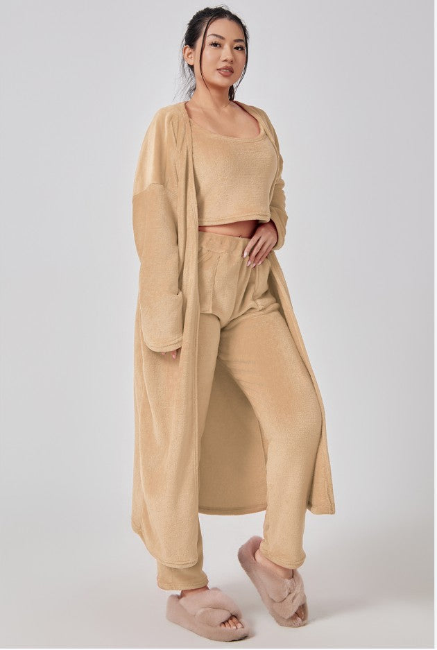 Cozy 3‑Piece Women's Lounge & Pajama Set Camel