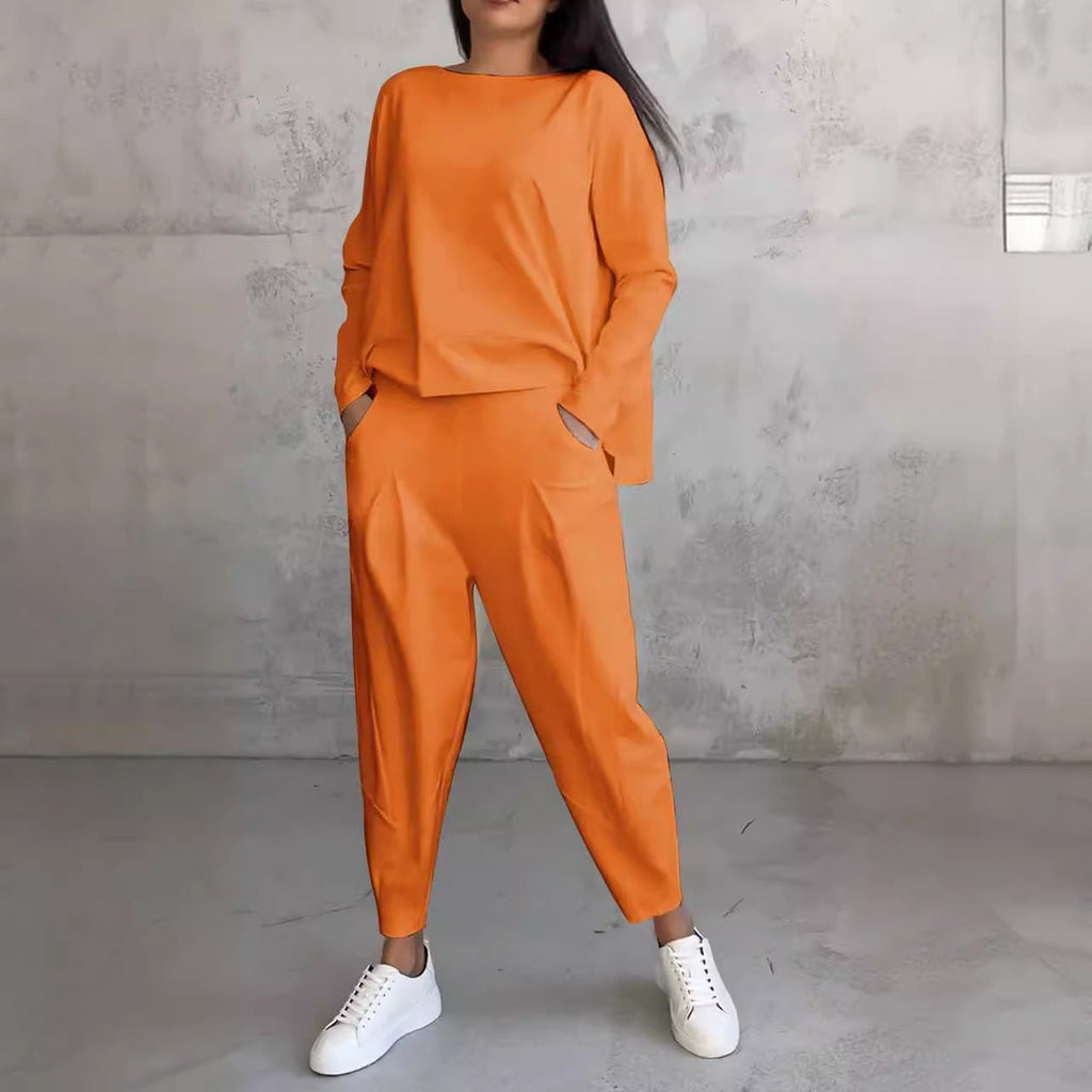Women's Irregular Long-Sleeve Top & Harem Pants Set