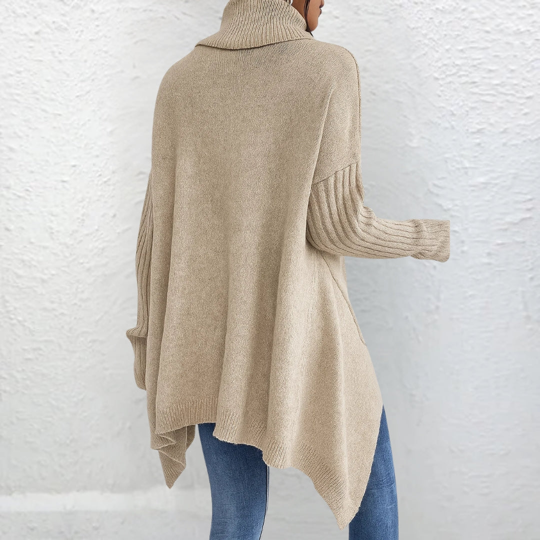 Womens Loose Fit Turtleneck Sweater-MODAUTLET