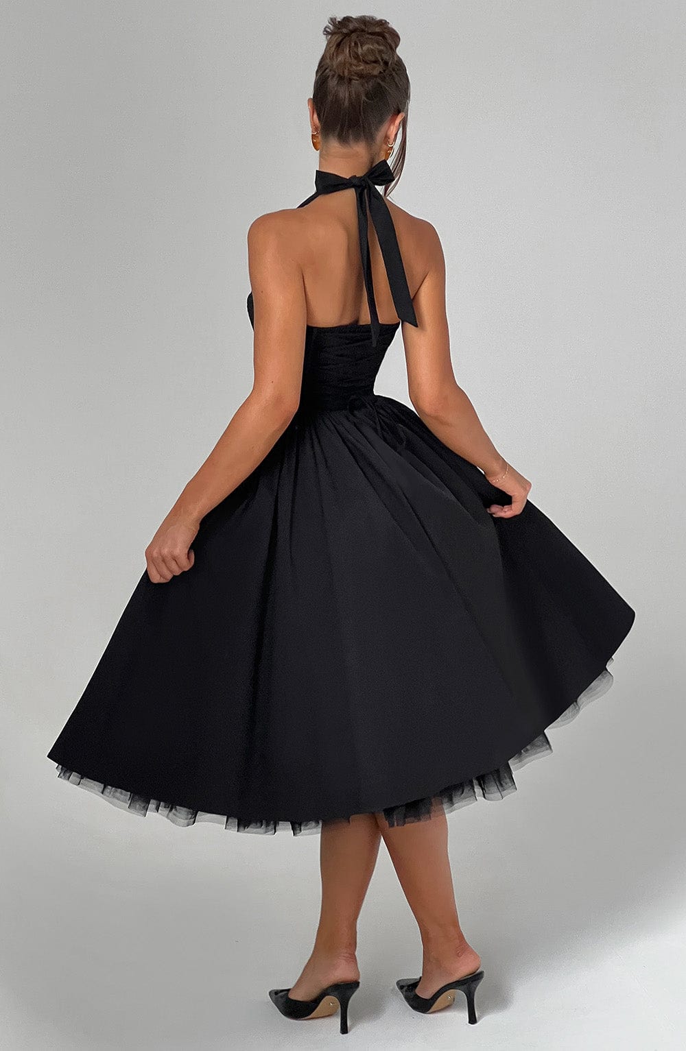 Ariana | Women's Halter Midi Dress for Wedding Guests